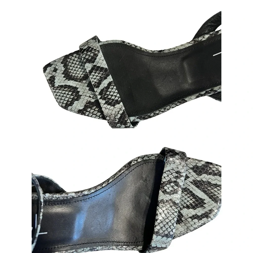 AGL Women's Angie Strap Sandals Size 41 Black Snakeskin‎ Block Heel 10